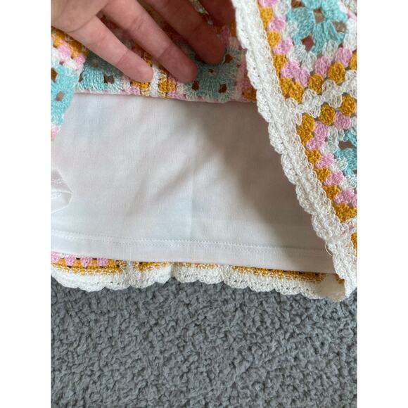 Vintage Rare Editions Tank Top 10 Medium Crochet Lined Square Neck Hippie Boho - Picture 5 of 14